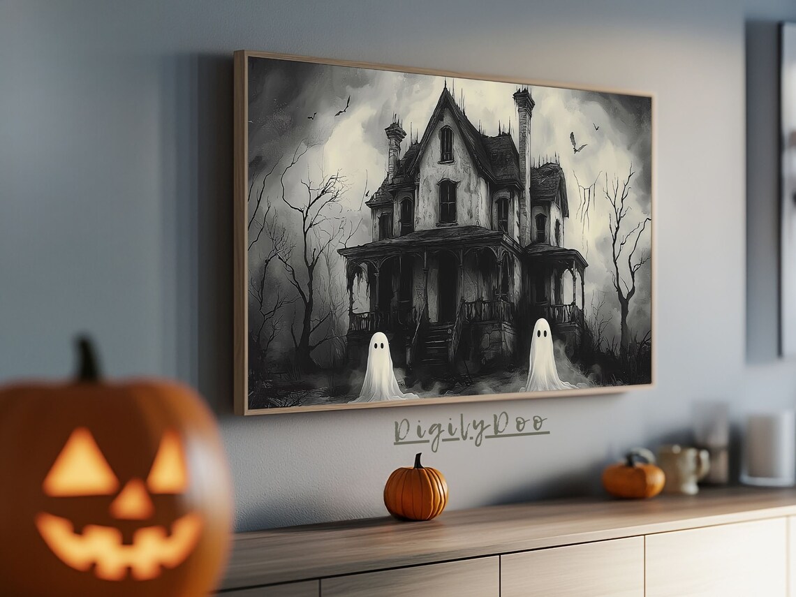 Halloween Ghosts Haunted House Vintage Art Print - Image 3