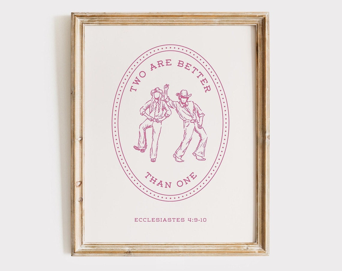 Two Are Better Than One Pink Cowboy Wedding Ecclesiastes Poster