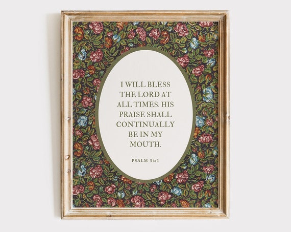 Psalm 34 Vintage Christian Wall Art William Morris Floral Pattern Bible Verse Wall Decor Apartment Housewarming Gift Prints