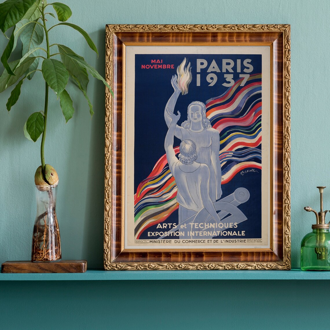 Paris 1937 Exposition Internationale Art Deco Vintage Travel Art Poster - Image 4