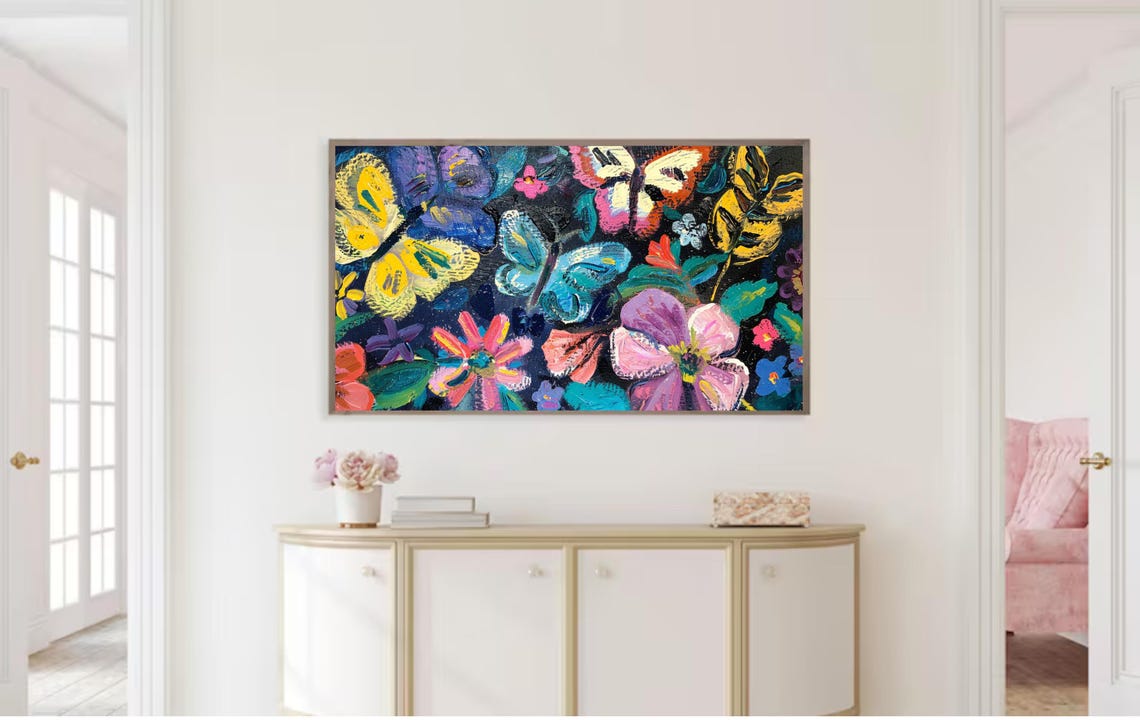 Maximalist Butterfly Blossom Garden Impasto Floral Art Poster - Image 2