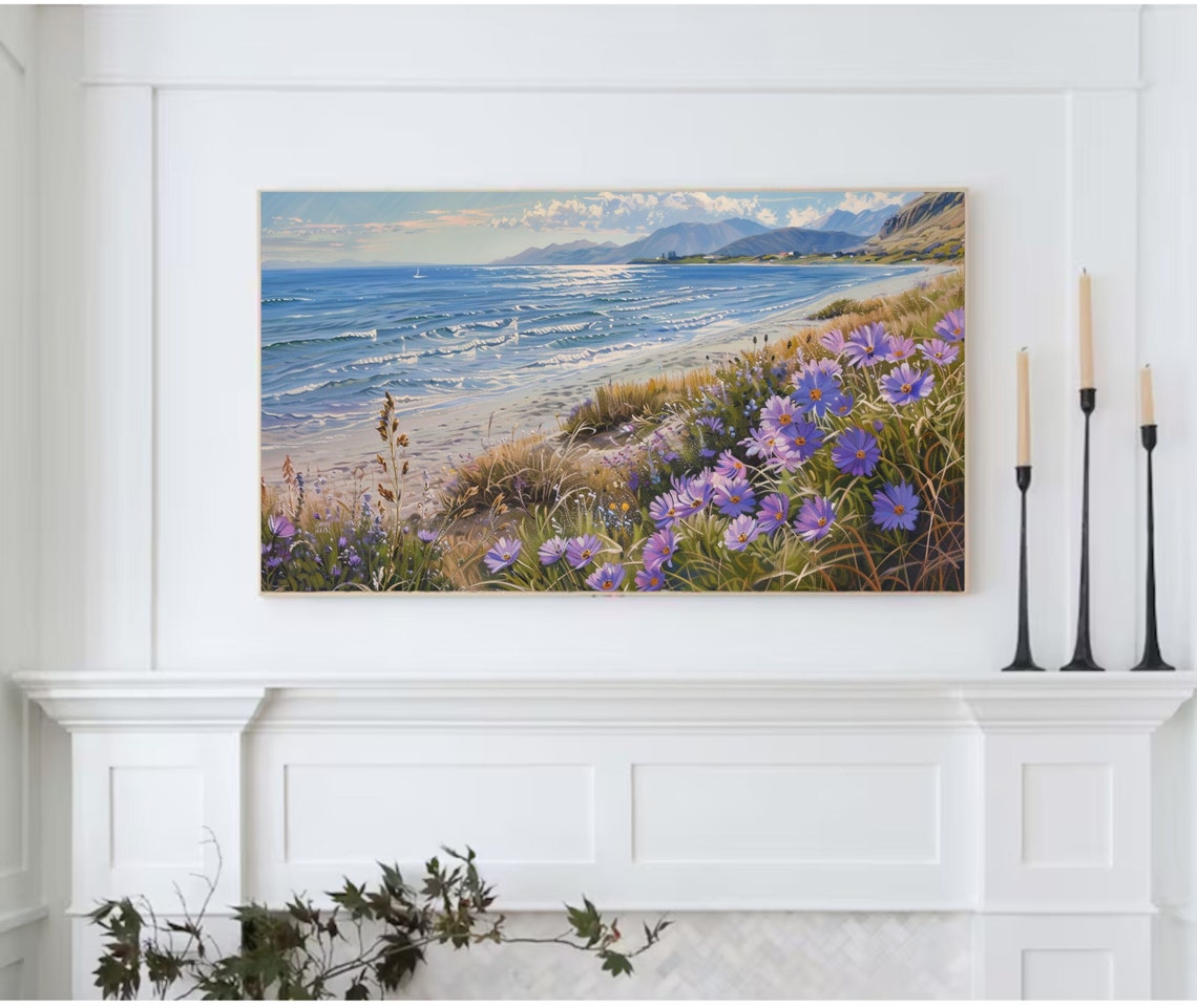 Coastal Wildflower Tv Art Summer Tv Art Frame Tv Art Spring Tv Art Wildflower Art Beach Decor Vintage Beach Tv Art Floral Art - Image 2