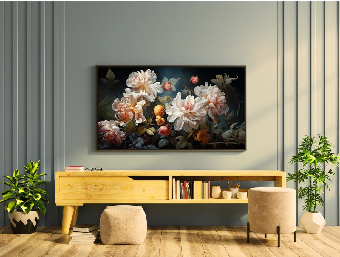 Elegant White Peony Vintage Floral Still Life Botanical Wall Art - Image 3