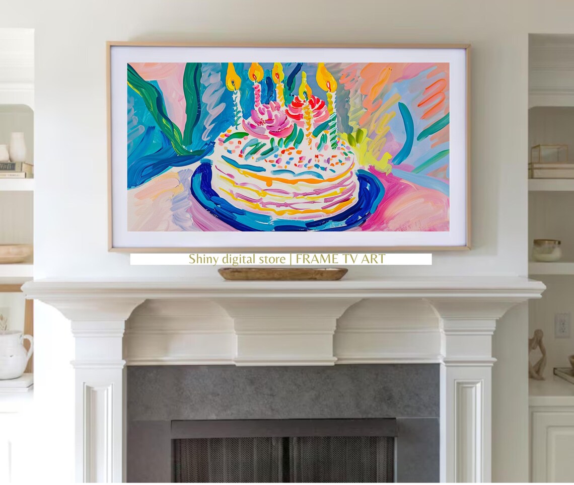 Birthday Cake With Candles Colorful Pop Art Party Painting Poster - Image 3
