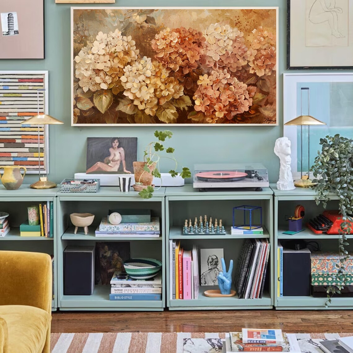 Fall Floral Painting, Hydrangea Autumnal Tones - Image 2