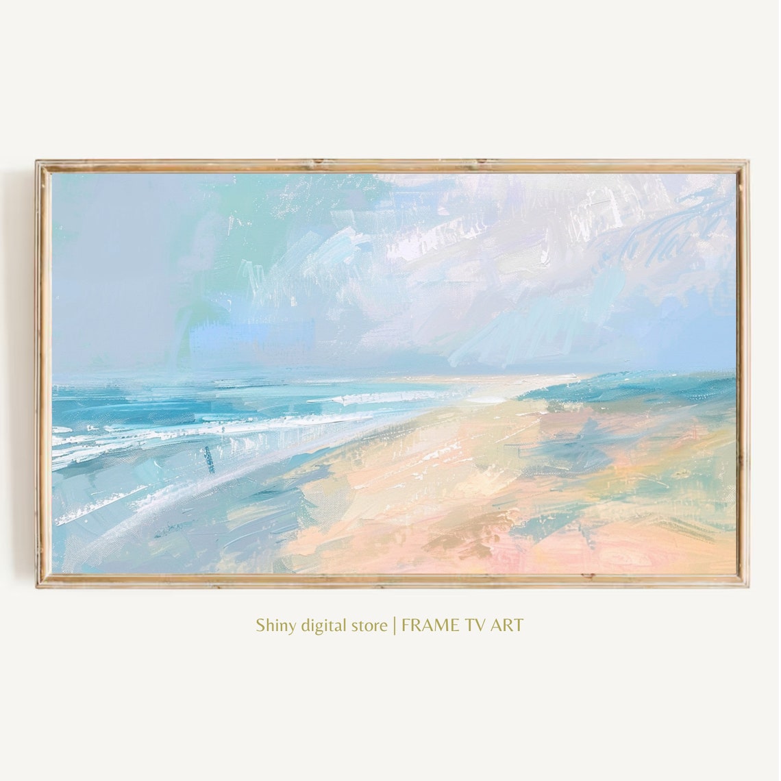 Abstract Pastel Beach Coastal Landscape Soft Blue Waves Art Poster
