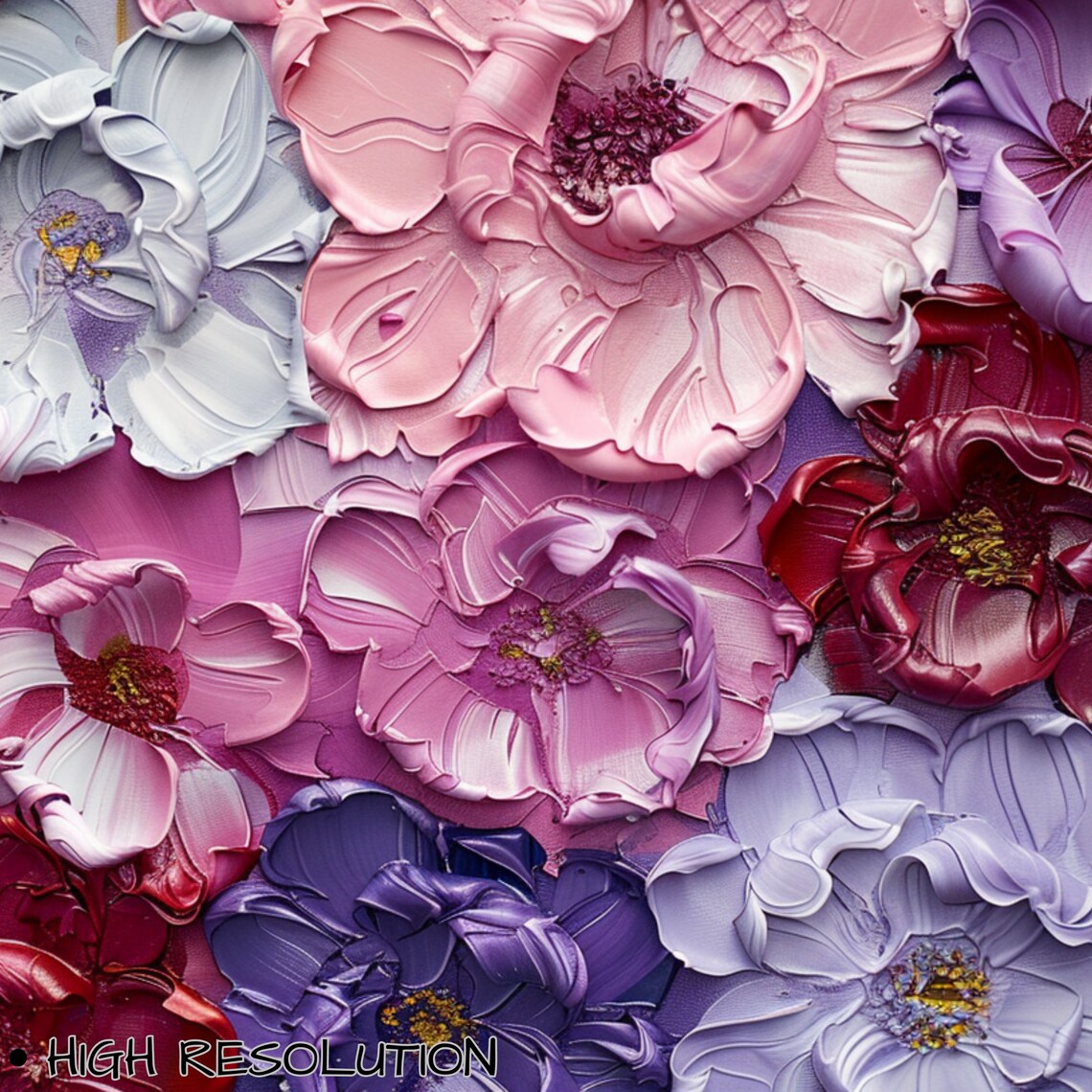 Textured Floral Frame, Summer Spring Botanical Decor - Image 3