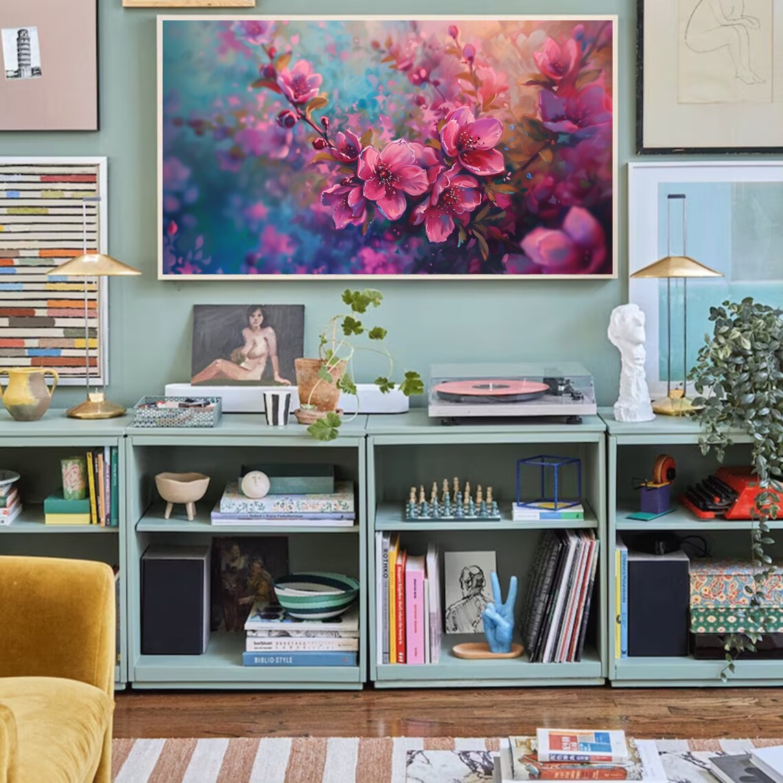 Pink Cherry Blossom Branch Dreamy Sakura Painting Spring Floral Poster - Image 2