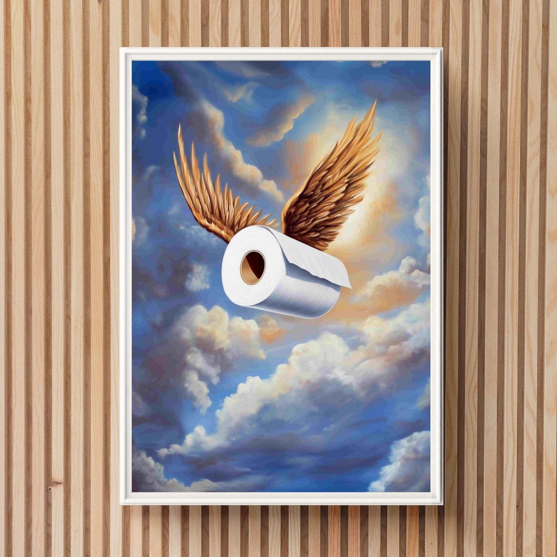 Funny Bathroom Print Flying Toilet Paper Wall Art Whimsical Washroom Angel Wings Tp Painting Guest Bathroom Decor Rental Property - Image 5