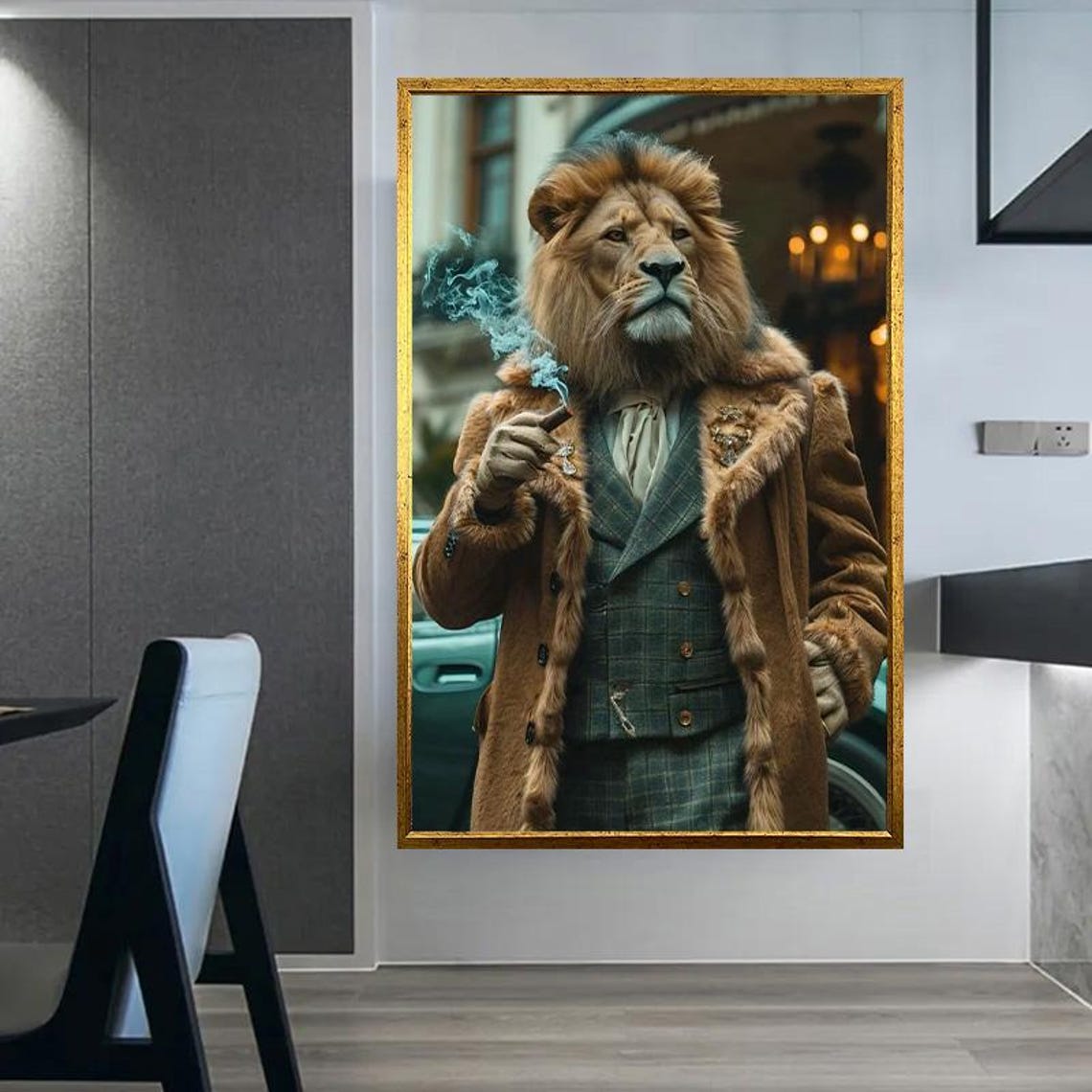 Distinguished Gentleman Lion In Vintage Suit Smoking A Cigar Poster - Image 5