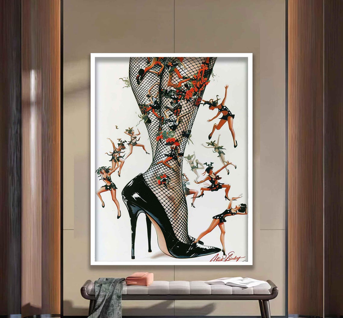 Pin-Up Fishnet Stiletto Leg With Tiny Dancers Surreal Art Poster - Image 2