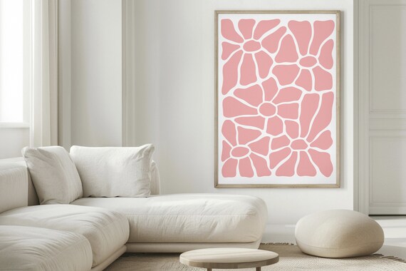 Pink Interlocking Flower Lattice Poster with Bold Petals Art