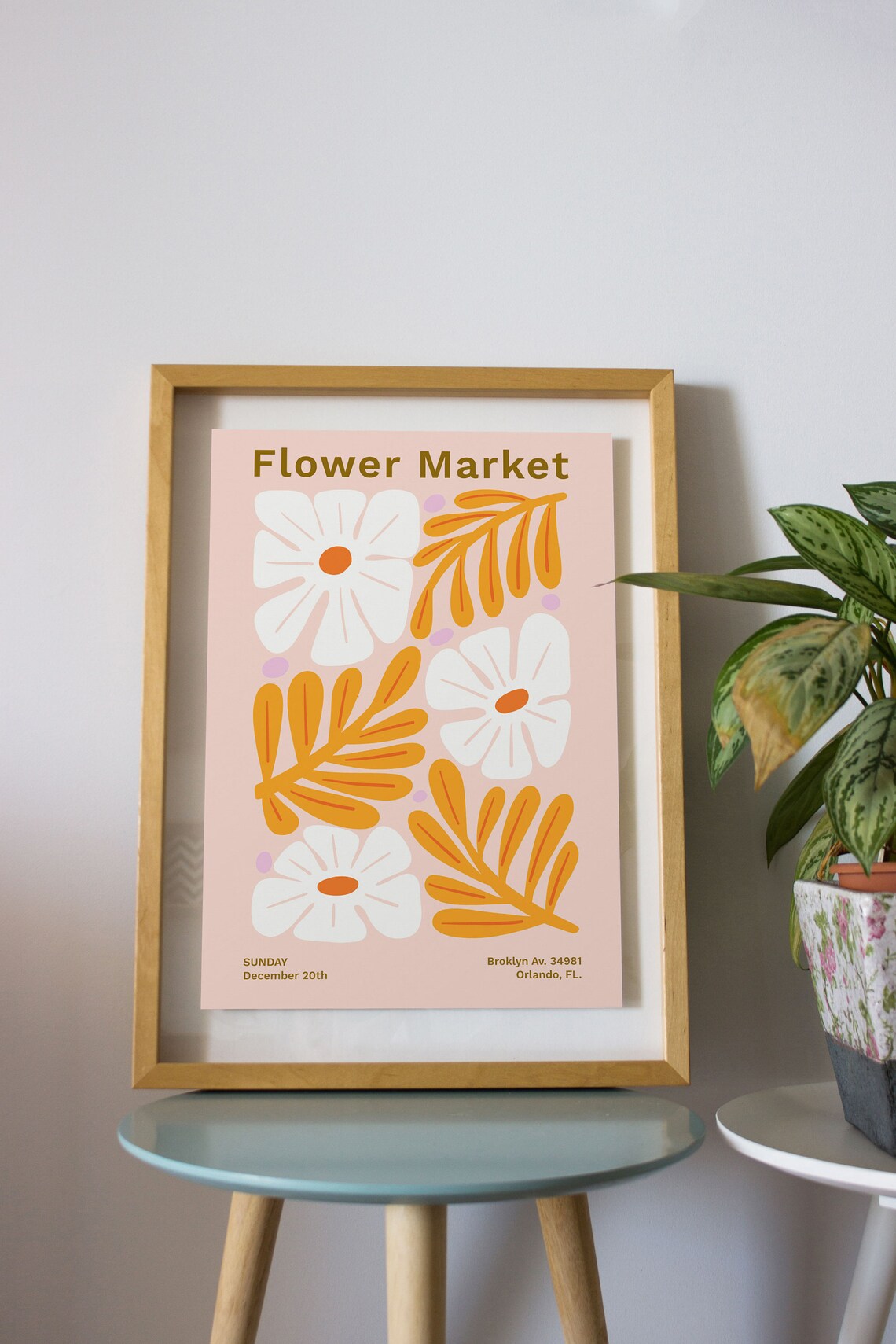 Orlando Florida Flower Market December 20th Retro Botanical Poster
