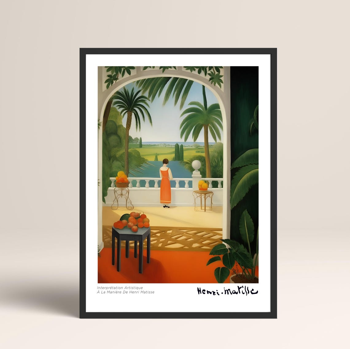Matisse Style Palm Terrace Seaside View Woman Classic Art Poster - Image 3