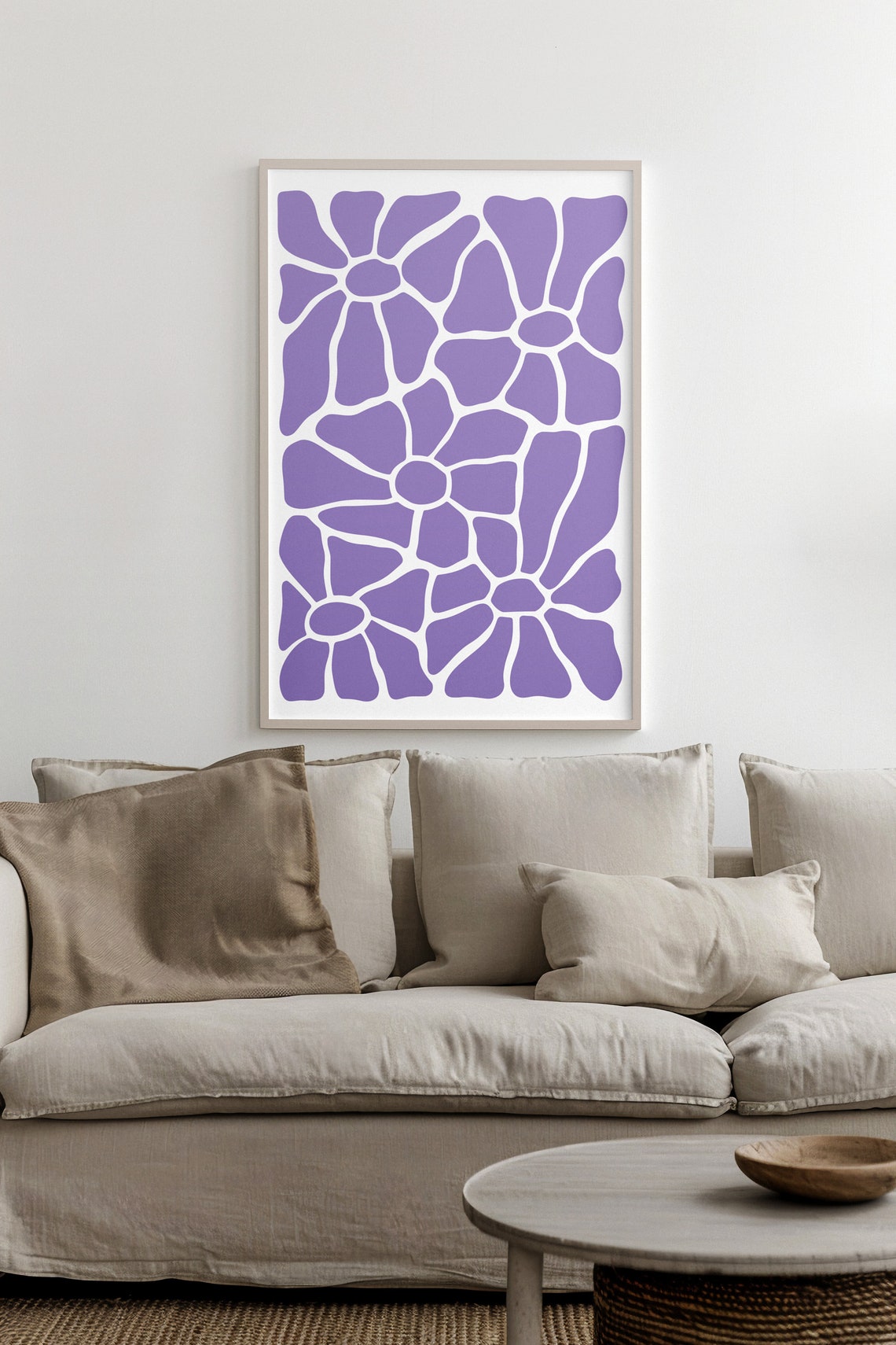 Purple Flower Pattern Matisse Style Modern Minimalist Botanical Poster - Image 2