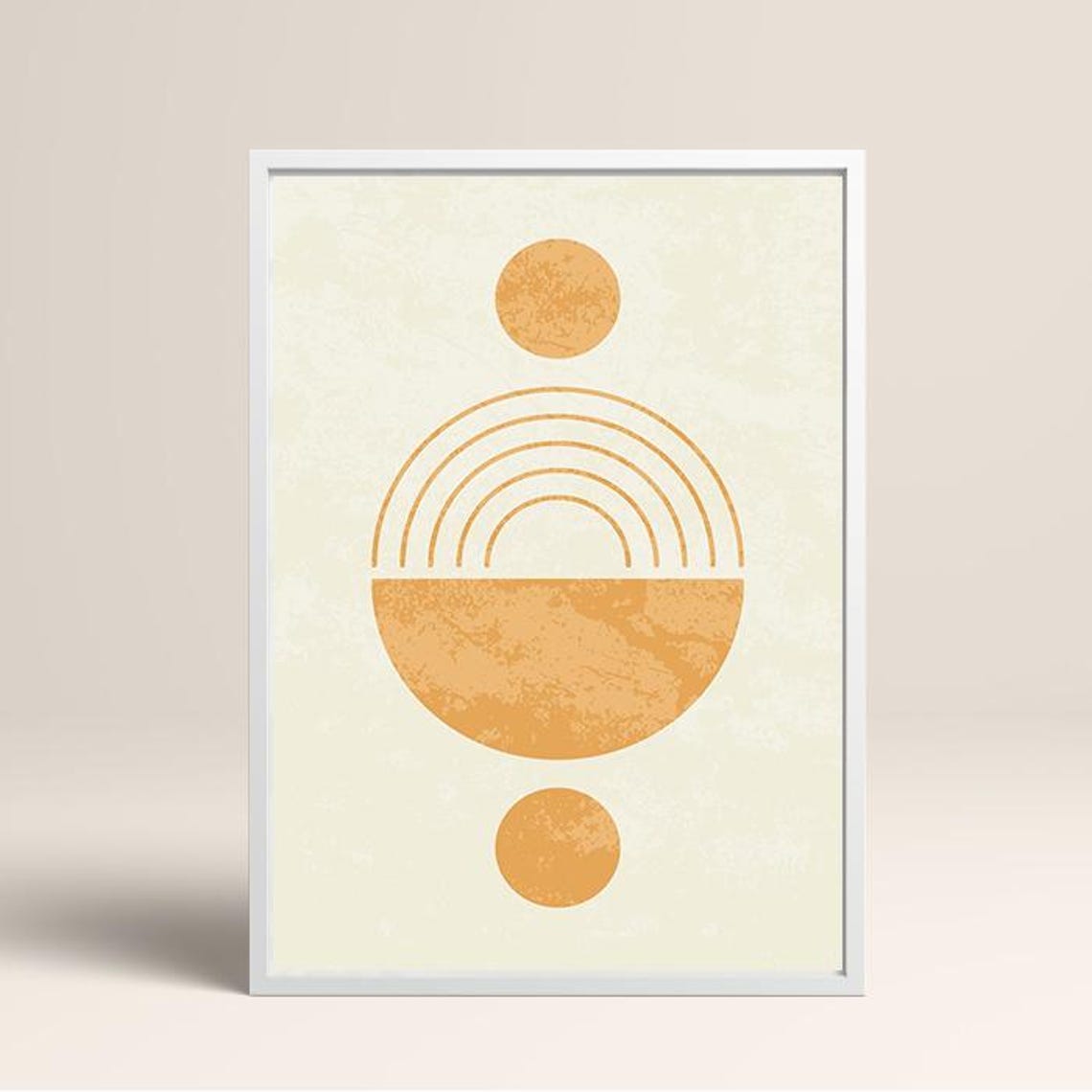 Burnt Orange Geometric Sun Arch Design Mid Century Boho Wall Art