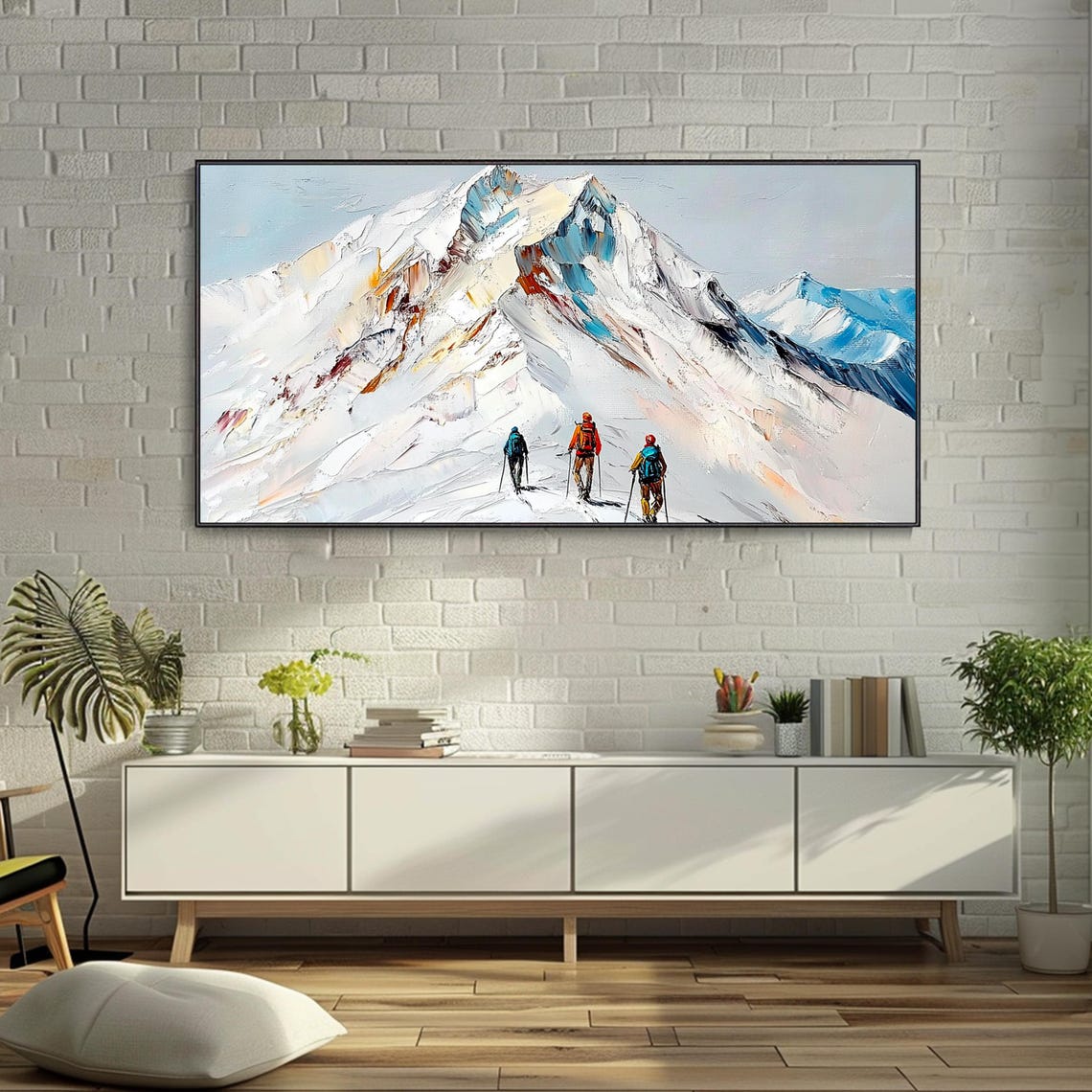 Snow Mountain Climbers Expedition 3D Textured Winter Art Poster - Image 4