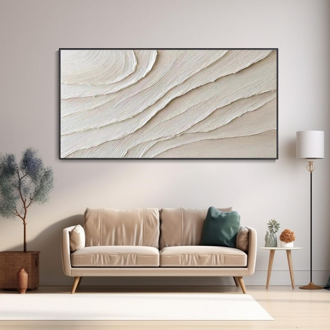 Minimalist Ivory Wave Texture Abstract 3D Painting Art Poster - Image 4