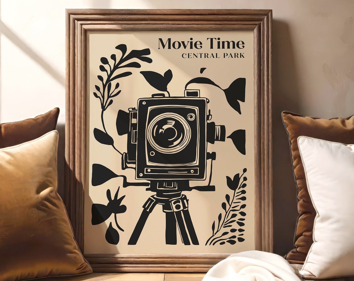 Movie Time Central Park Art Print Vintage Poster Movie Poster Film Art Print Retro Home Decor Black Beige Home Wall Art Decoration