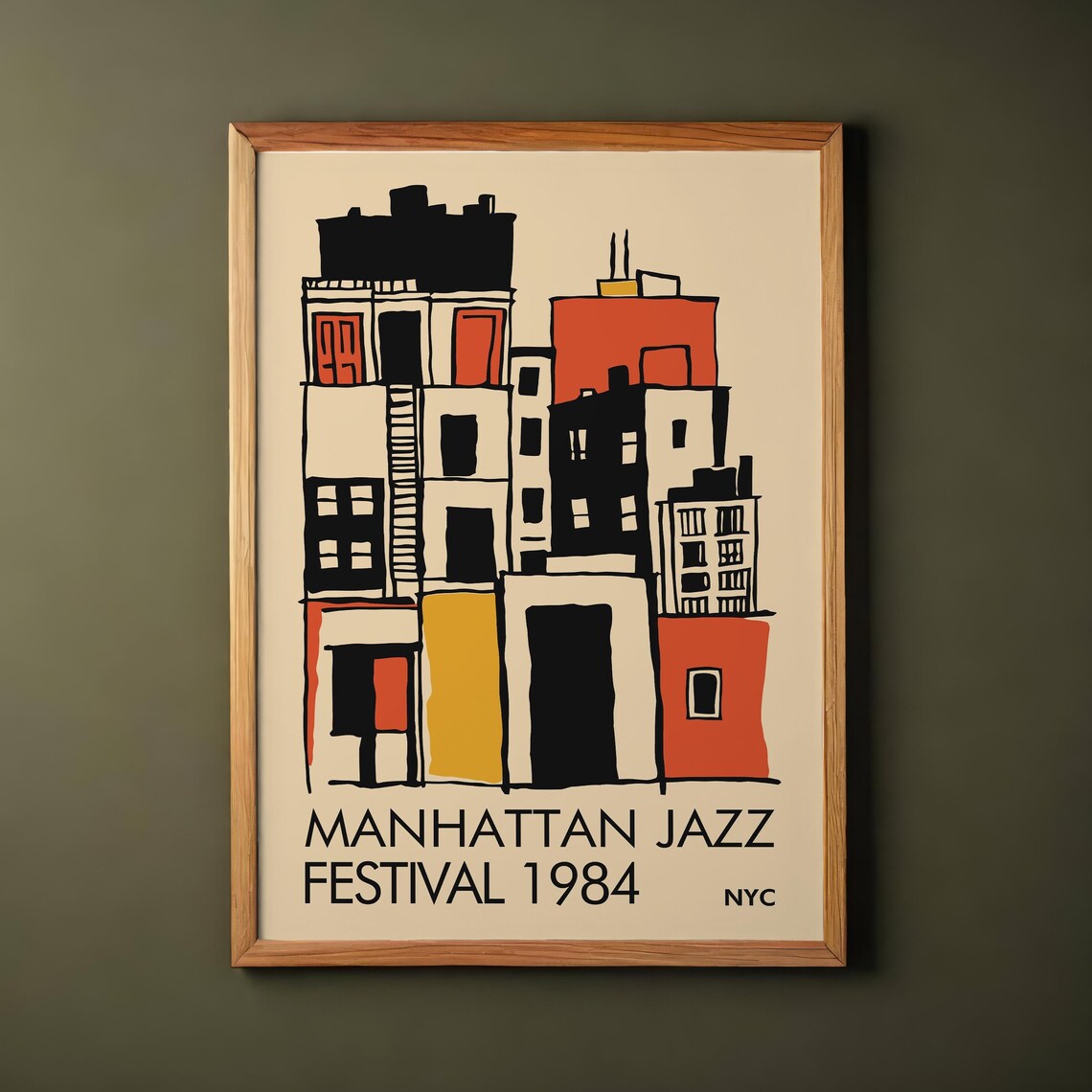 Jazz Festival Poster Vibrant Retro Music Wall Art Nyc Manhattan Wall Art Jazz Music Print Hotel Room Wall Decor Airbnb Retro Wall Decor