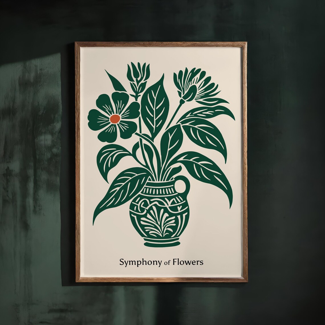 Beautiful Symphony of Flowers Green Botanical Rococo Art Poster
