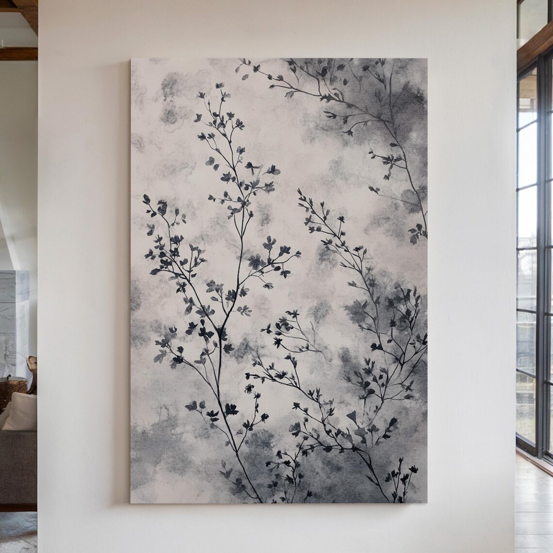 Elegant Floral Abstract Art Print, Minimalist Botanical Decor