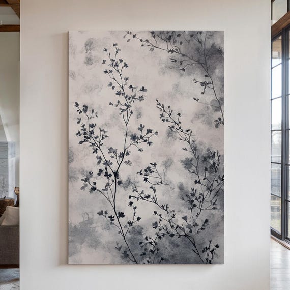 Elegant Floral Abstract Art Print, Minimalist Botanical Decor