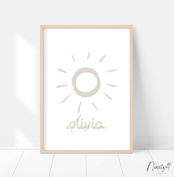 Boho Sun Personalized Name Poster Custom Olivia Nursery Wall Decor