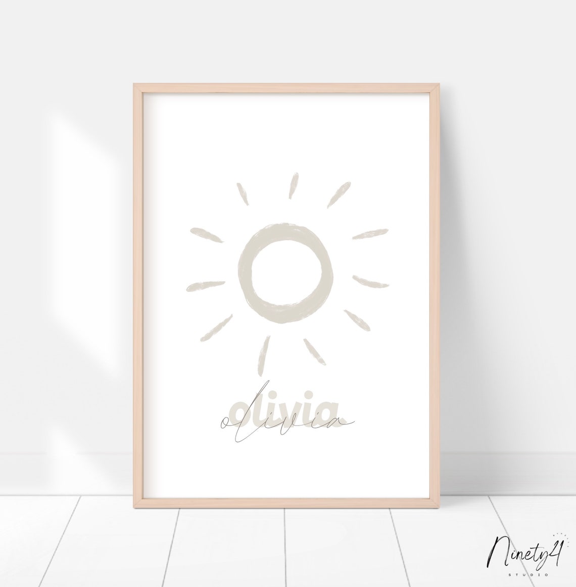Boho Sun Personalized Name Poster Custom Olivia Nursery Wall Decor