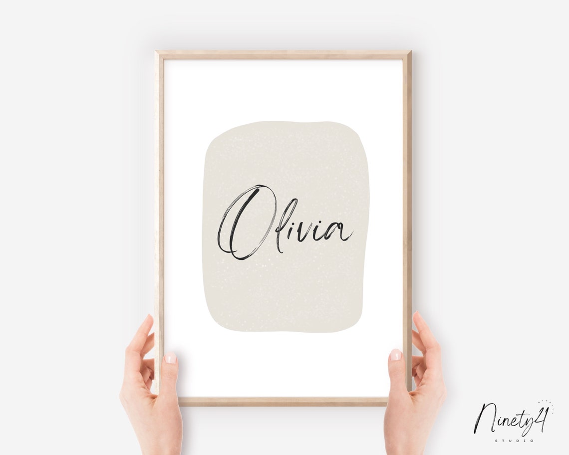 Custom Name Poster Noah Minimalist Beige Brush Script Wall Decor - Image 4