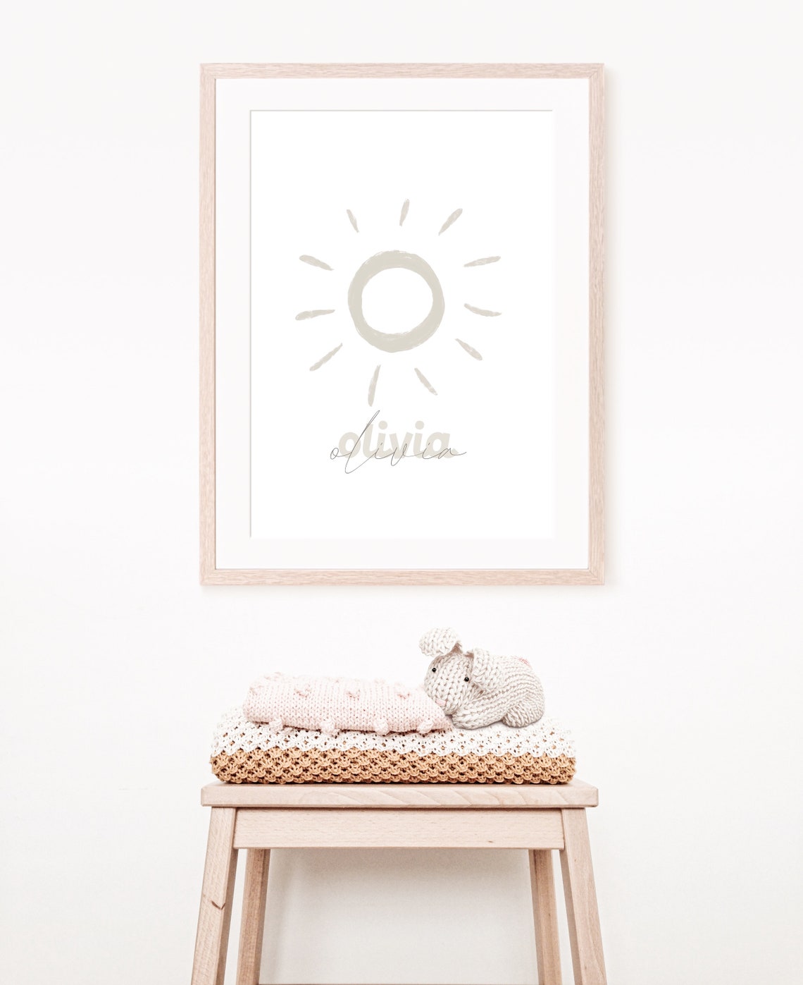 Boho Sage Green Watercolor Sun Personalized Jaxx Name Nursery Poster - Image 4