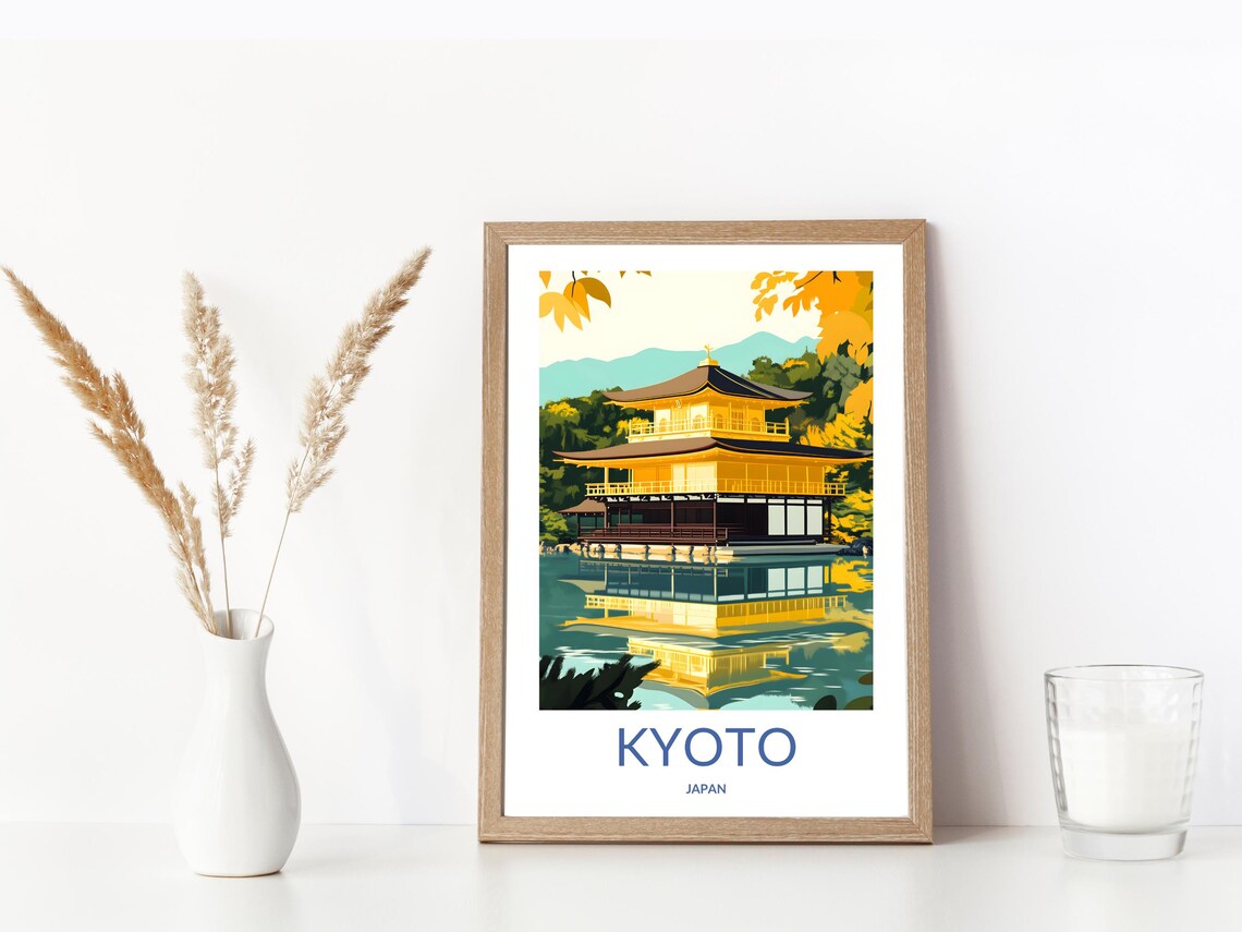 Kyoto Japan Kinkaku Ji Golden Temple Autumn Foliage Travel Poster - Image 3