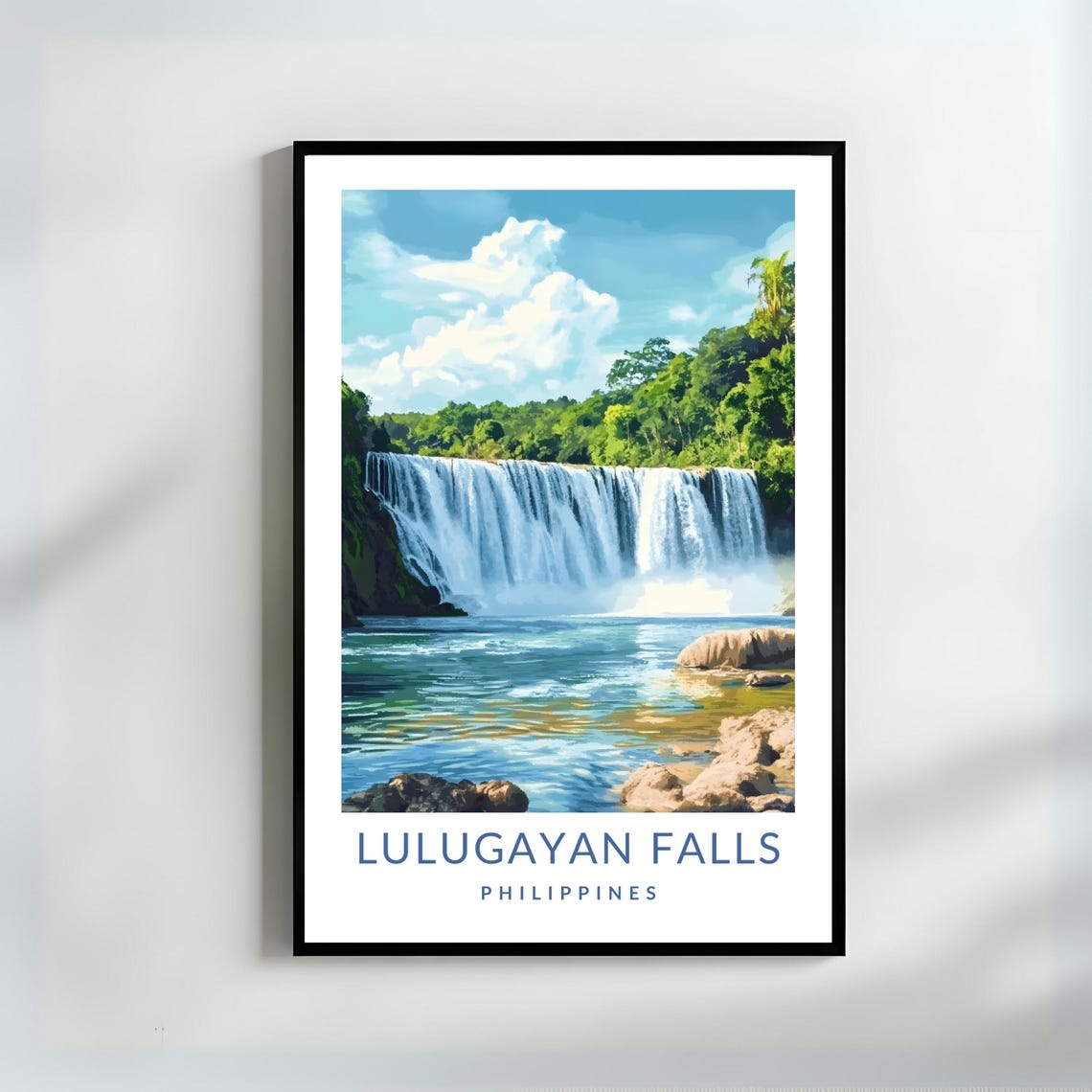 Lulugayan Falls Philippines Jungle Waterfall Vintage Travel Poster