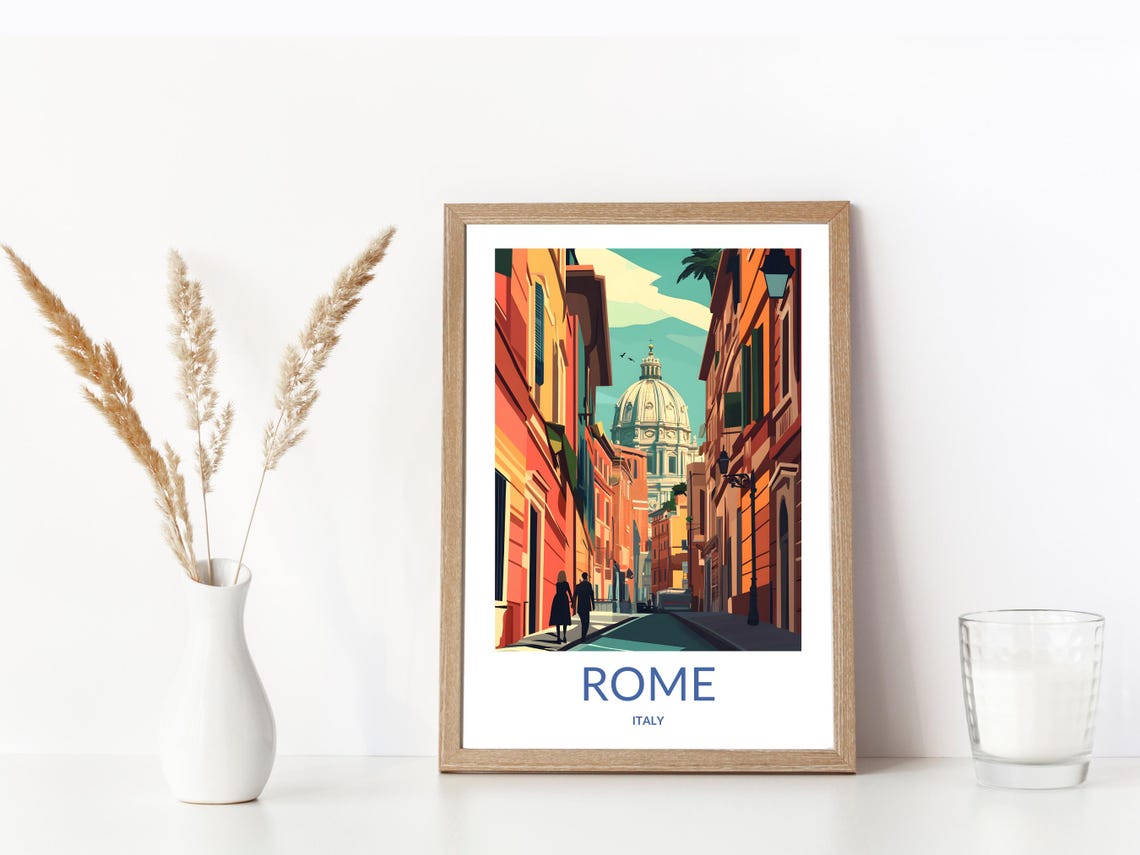 St Peters Basilica Print Rome Street Poster Italian Cityscape Art Vatican Rome Art Italy Travel Poster Historic Streets Decor - Image 3
