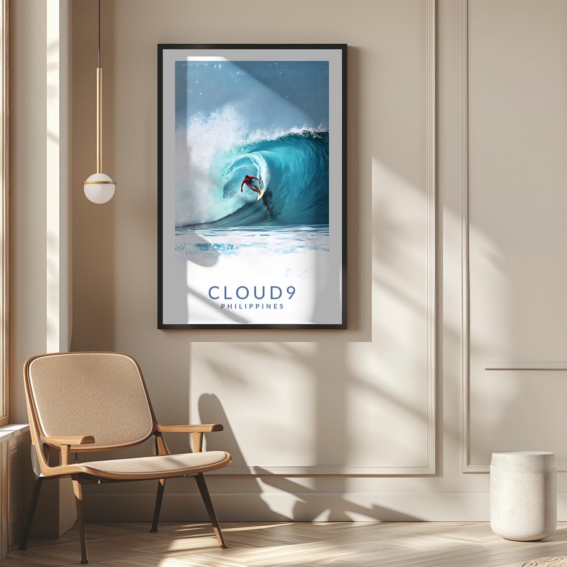 Cloud 9 Philippines Big Wave Barrel Surfer Action Travel Poster - Image 2