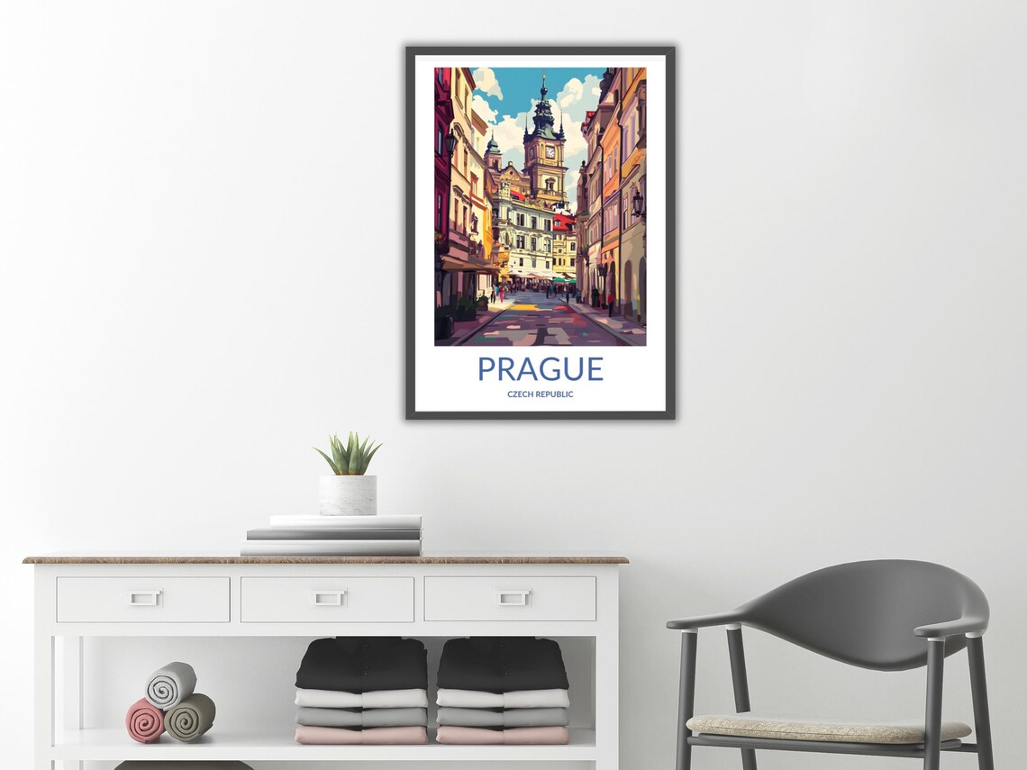 Prague Czech Republic Old Town Clock Tower Street Travel Poster - Image 2