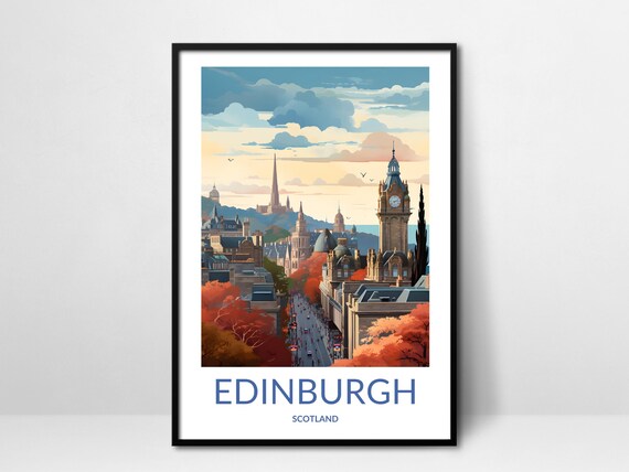 Edinburgh Scotland Autumn Cityscape Historic Street View Poster