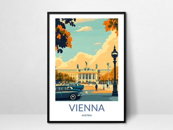 Vienna Austria Historic Palace Vintage Cars Autumn Travel Poster