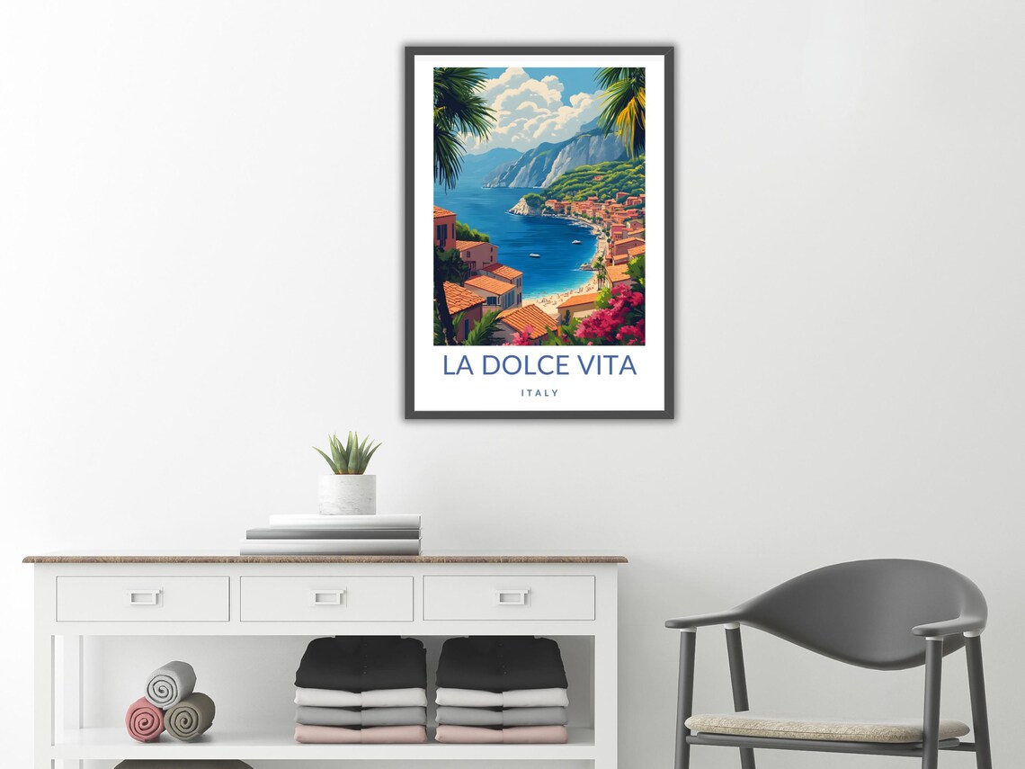 La Dolce Vita Italian Beach Town Travel Poster Vintage Coastal Artwork - Image 2