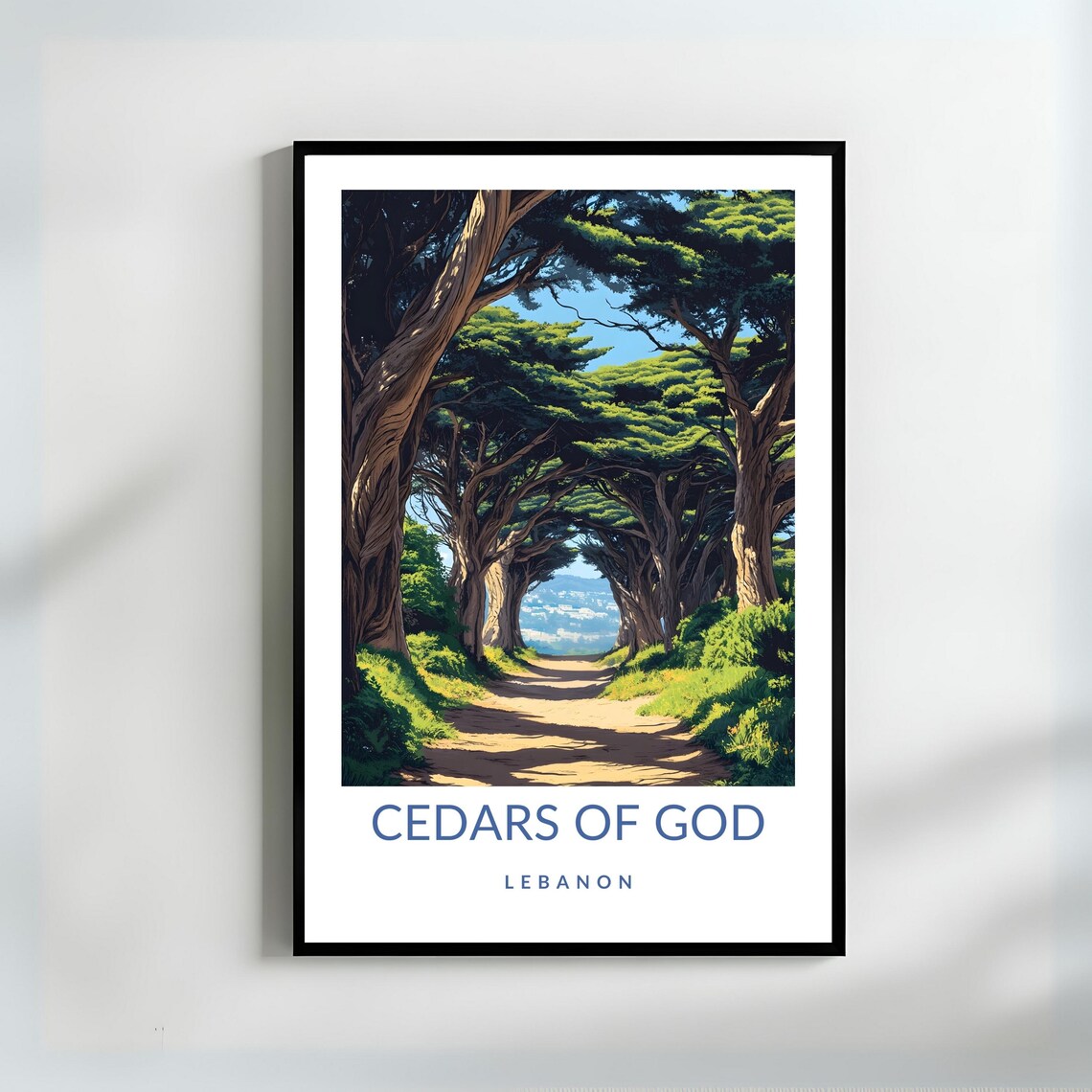 Cedars of God Lebanon Tree Tunnel Nature Illustration Poster