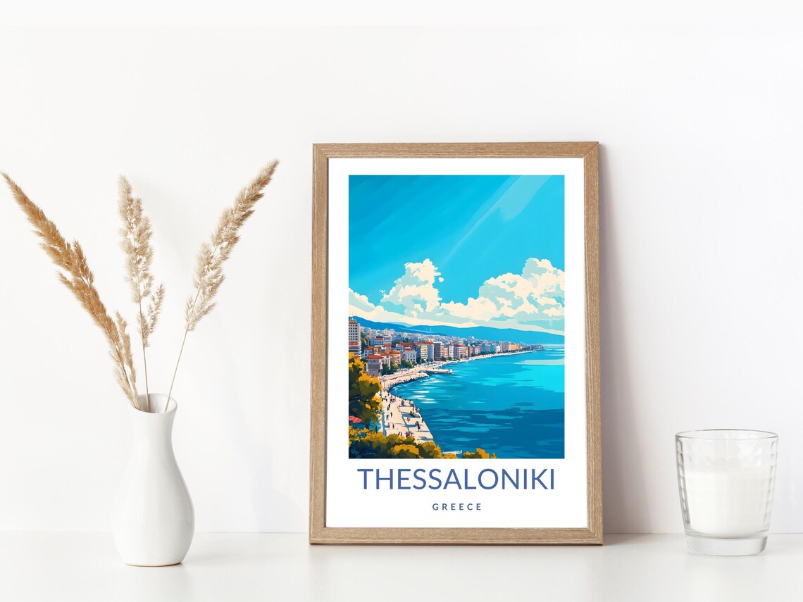 Thessaloniki Poster Greece Wall Art Thessaloniki Gift Greek Travel Print Greek Coastal Decor Aegean Sea Poster Mediterranean Art - Image 3