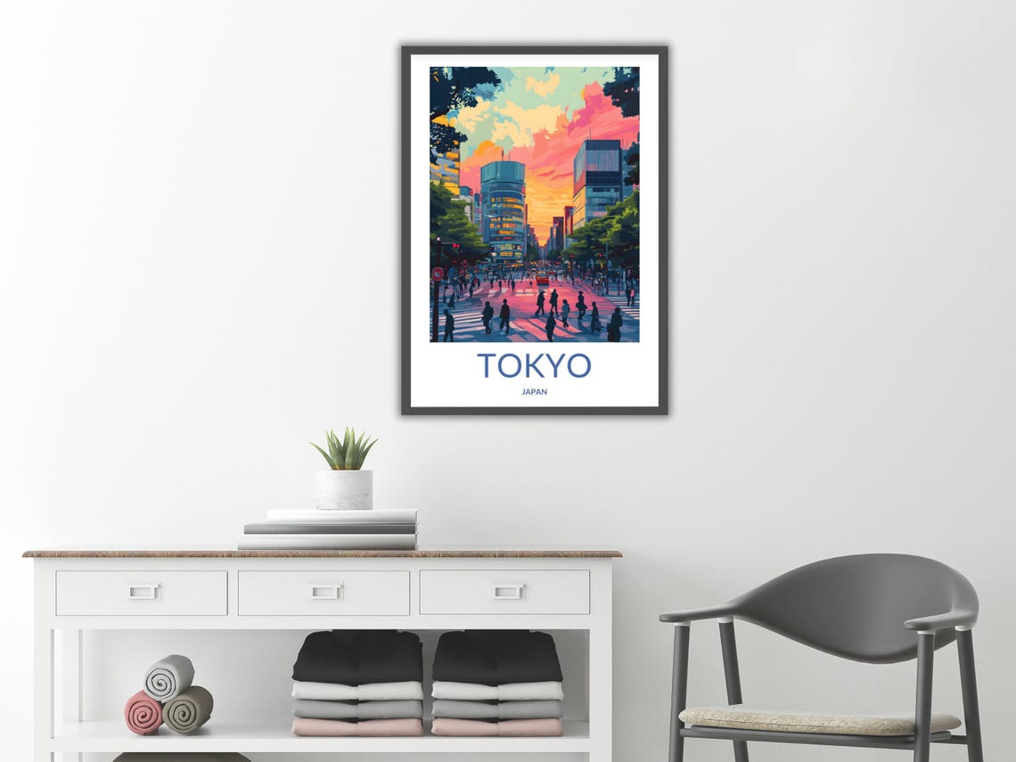 Tokyo Japan Travel Poster Cityscape Tokyo Print Tokyo Gift Tokyo Art Tokyo Decor Shibuya Crossing Japan Wall Art - Image 2