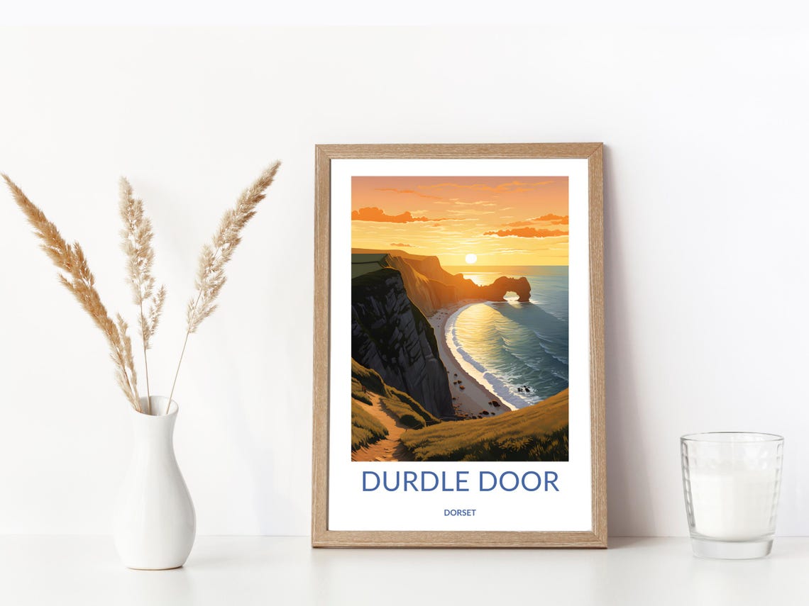 Durdle Door Dorset Sunset Limestone Arch Jurassic Coast Poster - Image 3