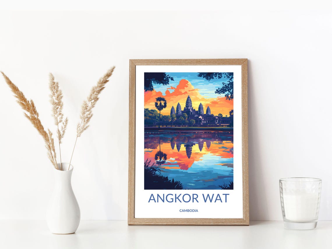 Angkor Wat Cambodia Sunrise Temple Reflection Southeast Asia Poster - Image 3