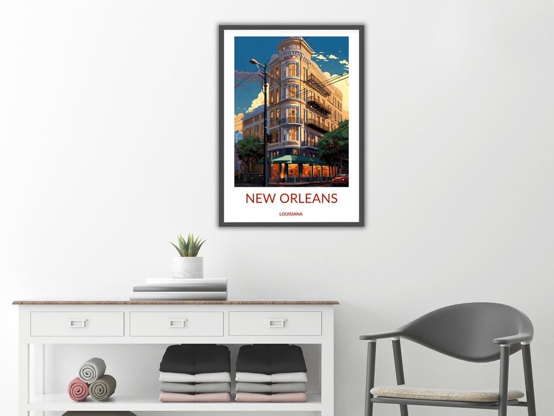 New Orleans Wall Art Poster French Quarter Night Scene Print Poster New Orleans Travel Poster Historic New Orleans Decor - Image 2