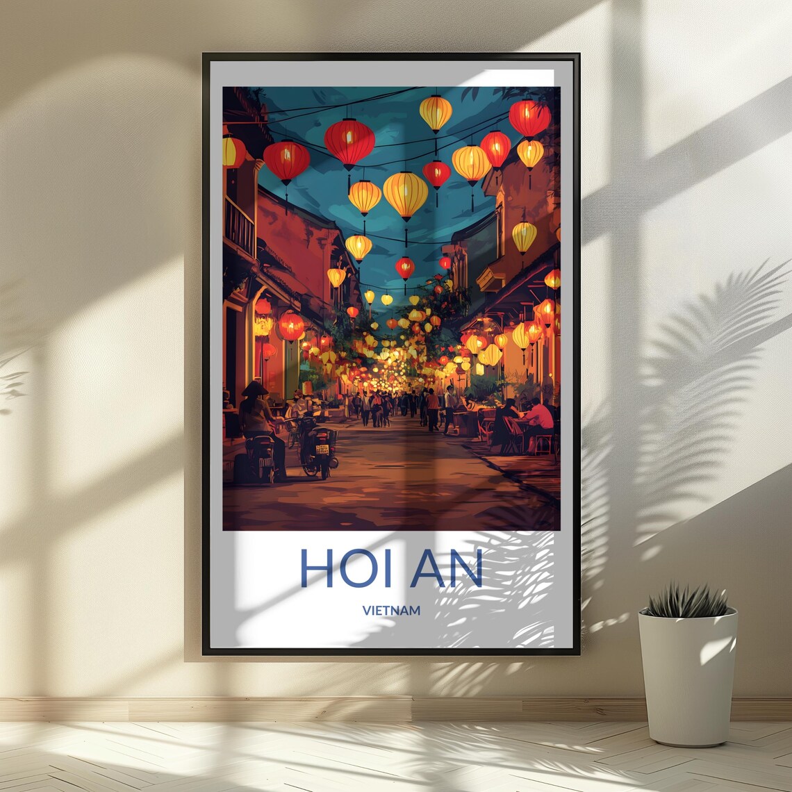 Hoi An Vietnam Night Market Poster Glowing Lantern Street Festival Art - Image 3