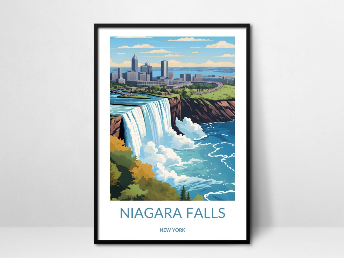 Niagara Falls New York Falls River Gorge Scenic Travel Poster