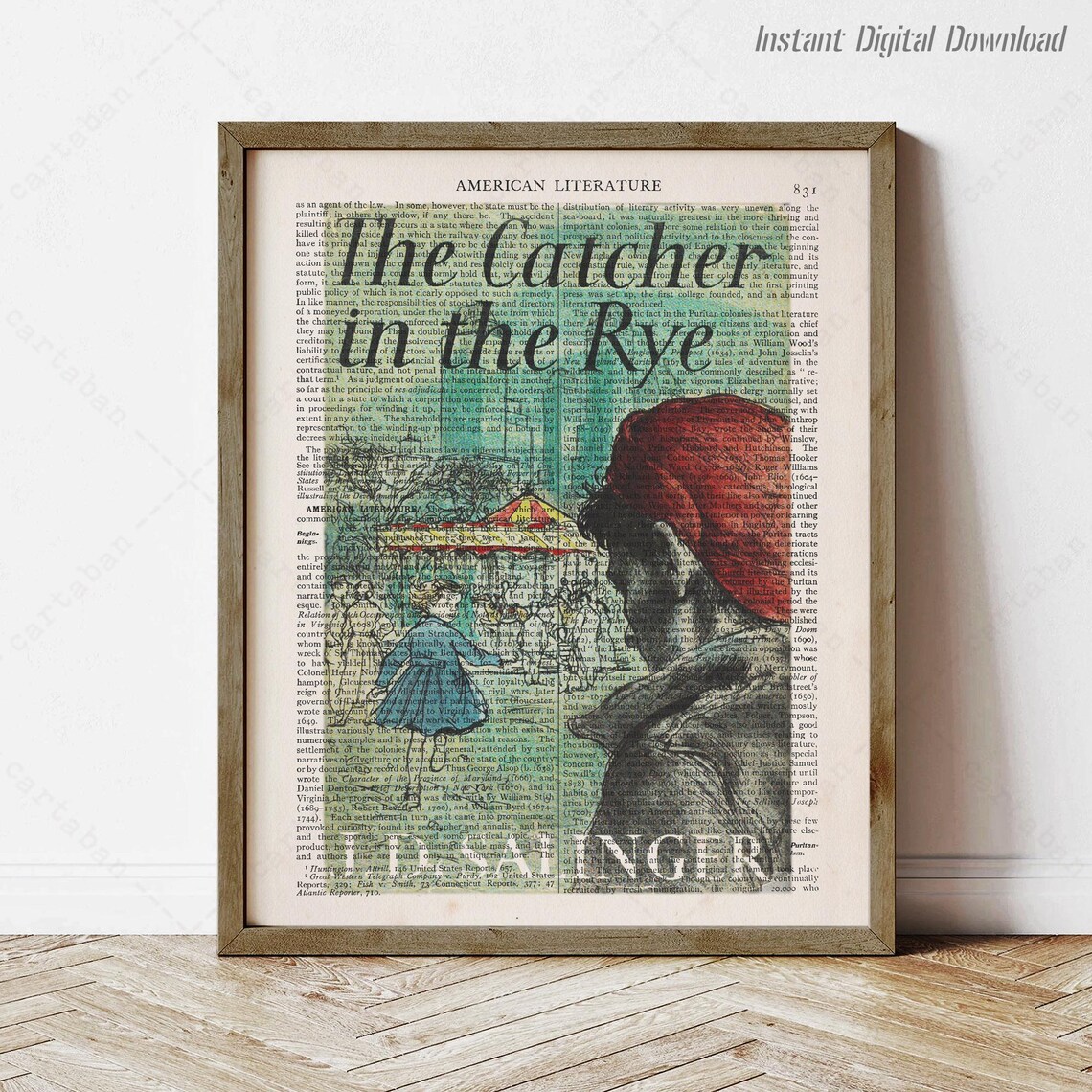 J D Salinger The Catcher In The Rye Holden Red Hat Dictionary Art Poster