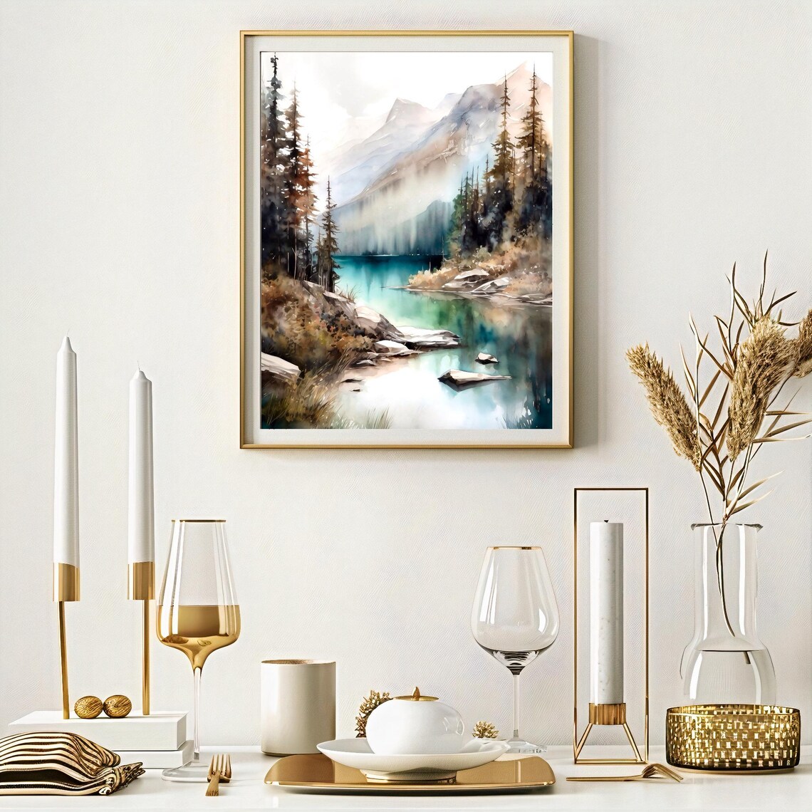 Banff National Park Turquoise Lake Snowy Mountain Pines Poster - Image 5
