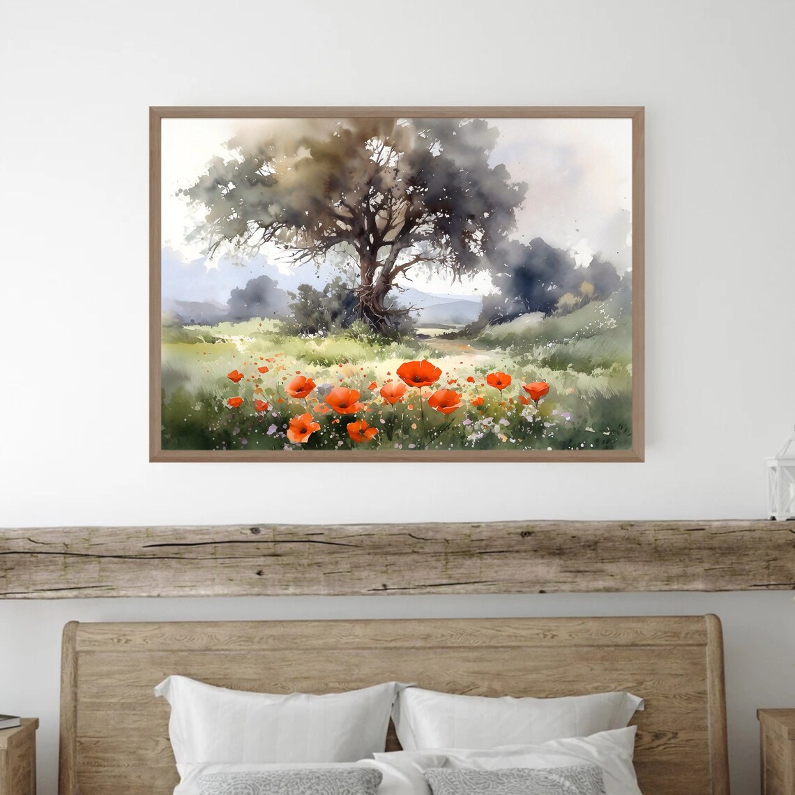 Summer Landscape Print, Spring Meadow Poppy Field - Image 5